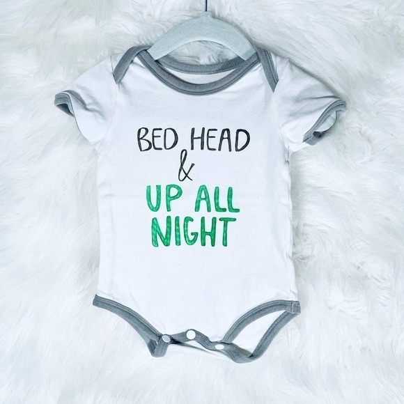 CREATIVE Co-op “Bed Head & Up All Night” Onesie - Picture 1 of 6